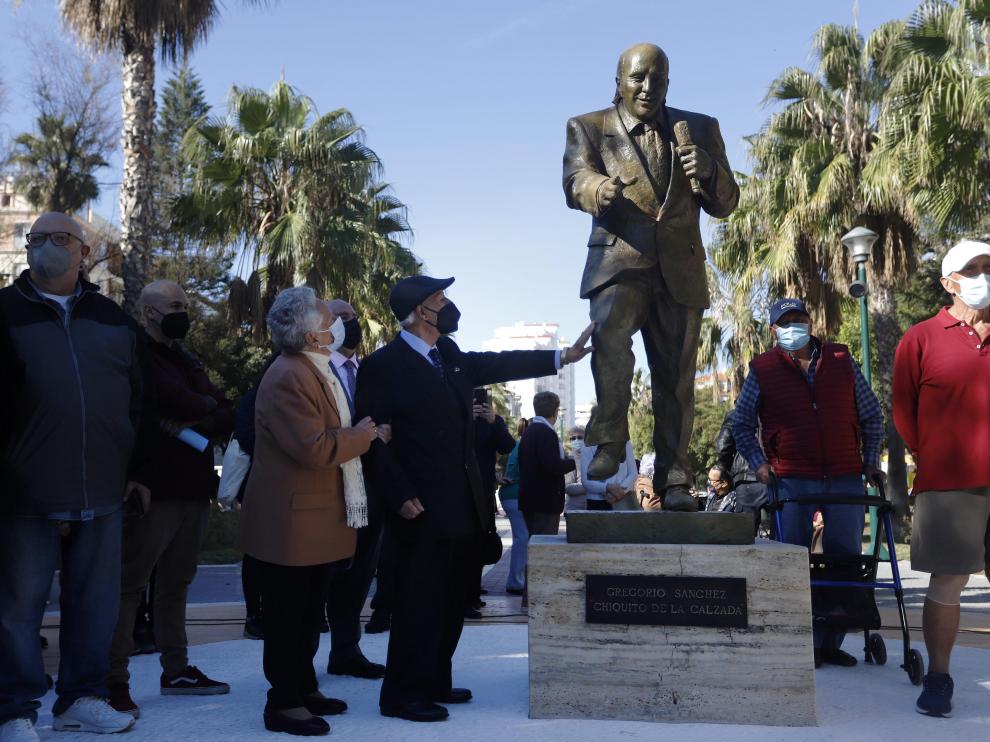 Inauguración de la escultura al humorista Gregorio Sánchez, Chiquito de la Calzada, en el parque público de Málaga que lleva su nombre