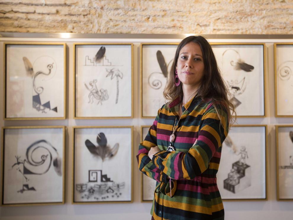 Cristina Huarte en su última exposición en la Fundación Caja Rural.