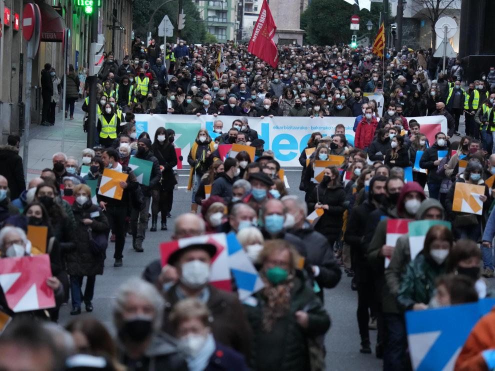 Manifestación en Bilbao convocada por Sare a favor de los presos de ETA.