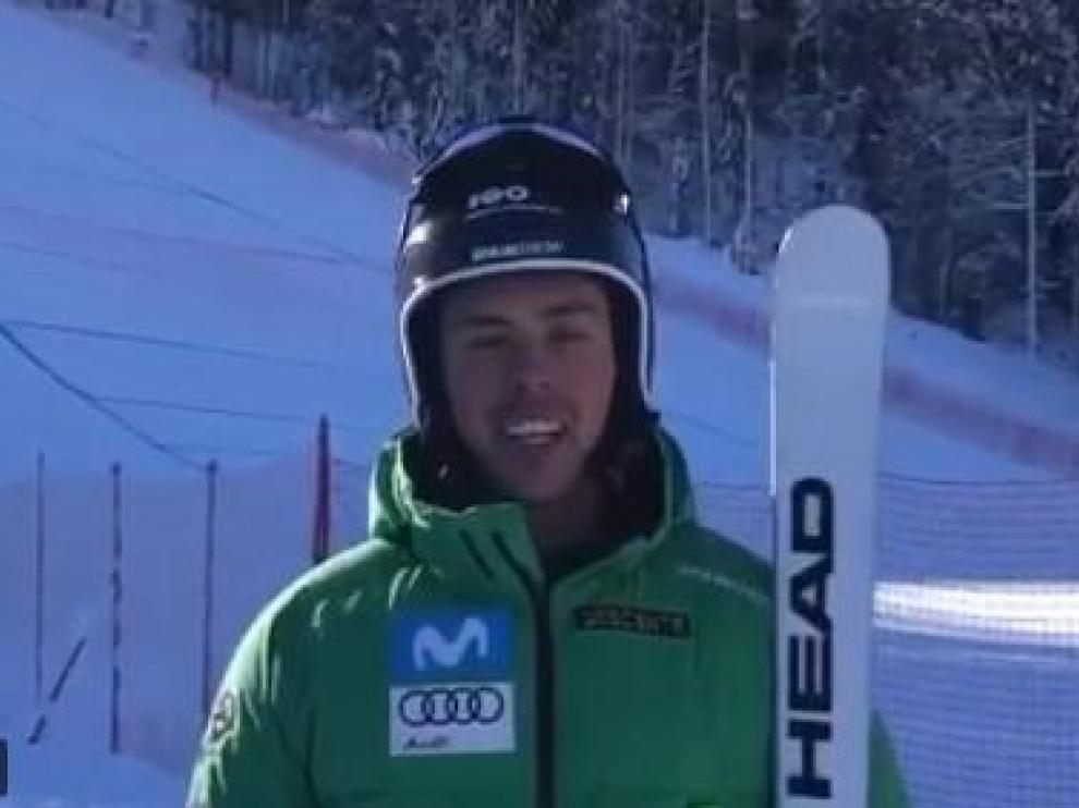 El esquiador navarro tras participar en la prueba italiana.