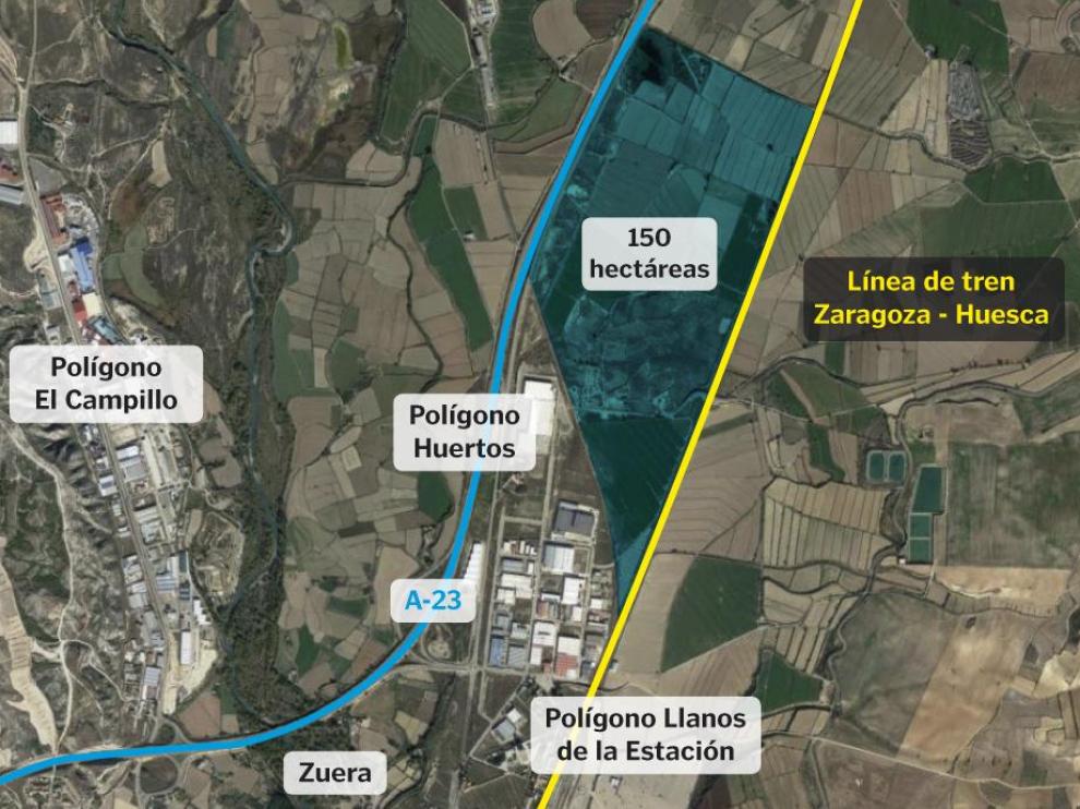 Mapa de la ubicación de la nueva instalación logística de Zuera.