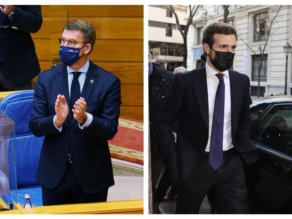 Combo de imágenes de Alberto Núñez Feijóo y Pablo Casado
