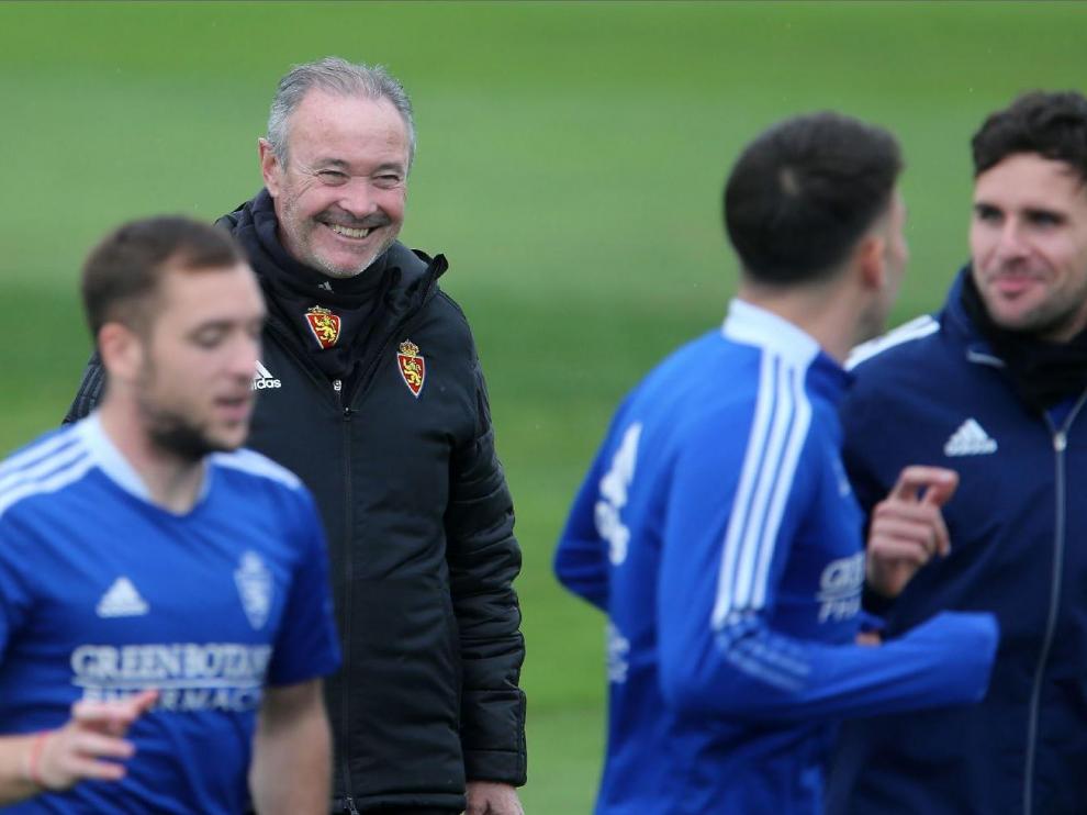 Jim, visiblemente contento, en el entrenamiento del jueves de la semana pasada, antes incluso de la victoria ante el Fuenlabrada.