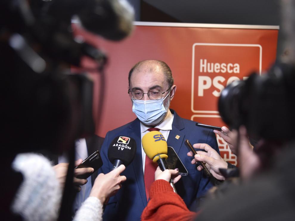 Javier Lambán ha asistido en Huesca a la inauguración de una exposición sobre Willy Brandt.