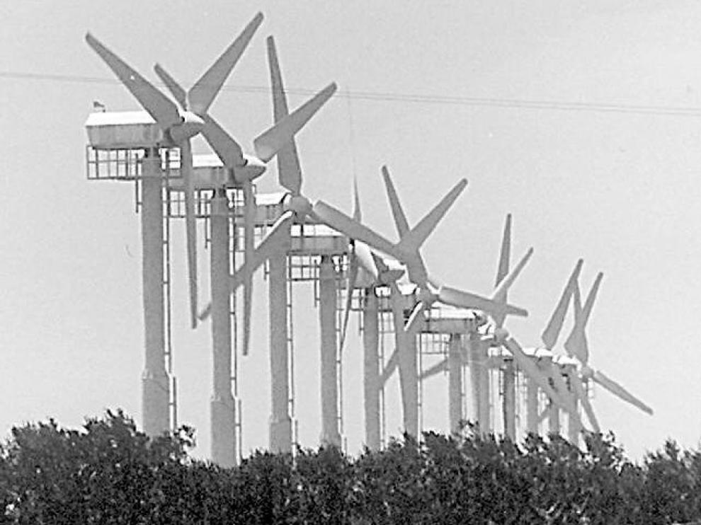 Parque eólico de La Muela, pionero en este tipo de energía en Aragón.