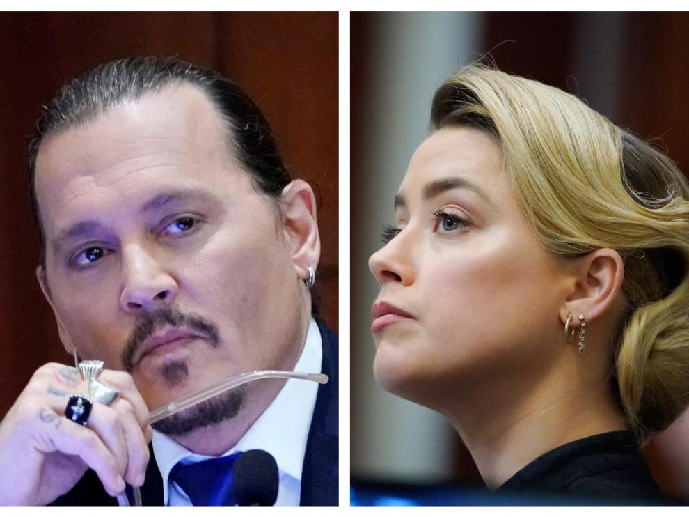 Johnny Depp y Amber Heard durante el juicio