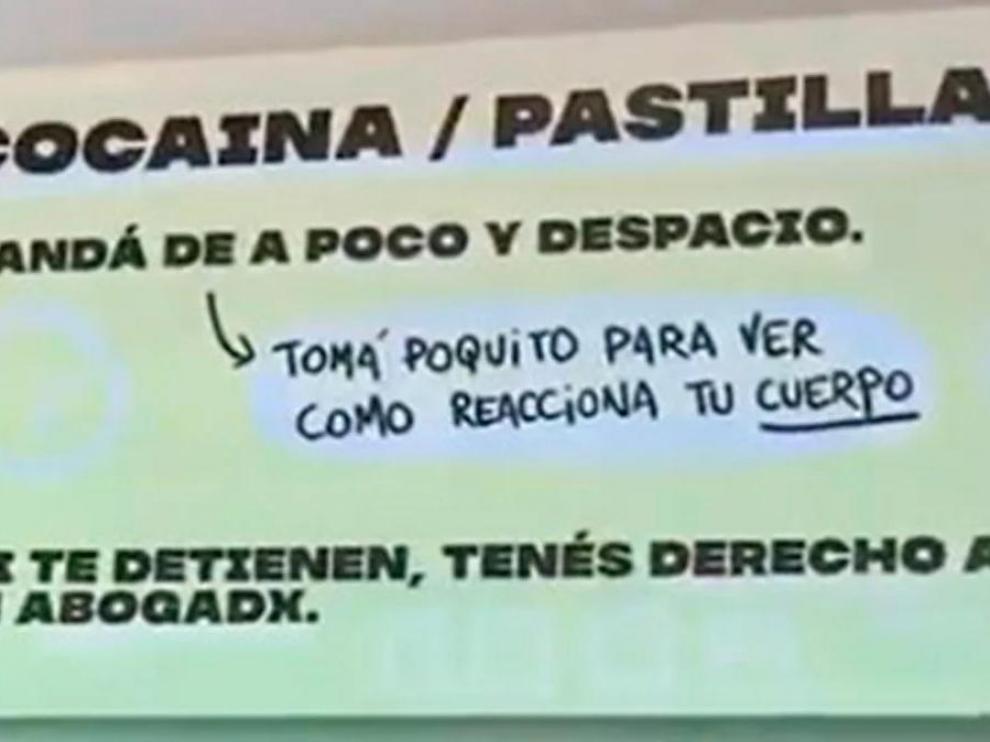 Polémica campaña sobre consumo de drogas en un festival argentino.