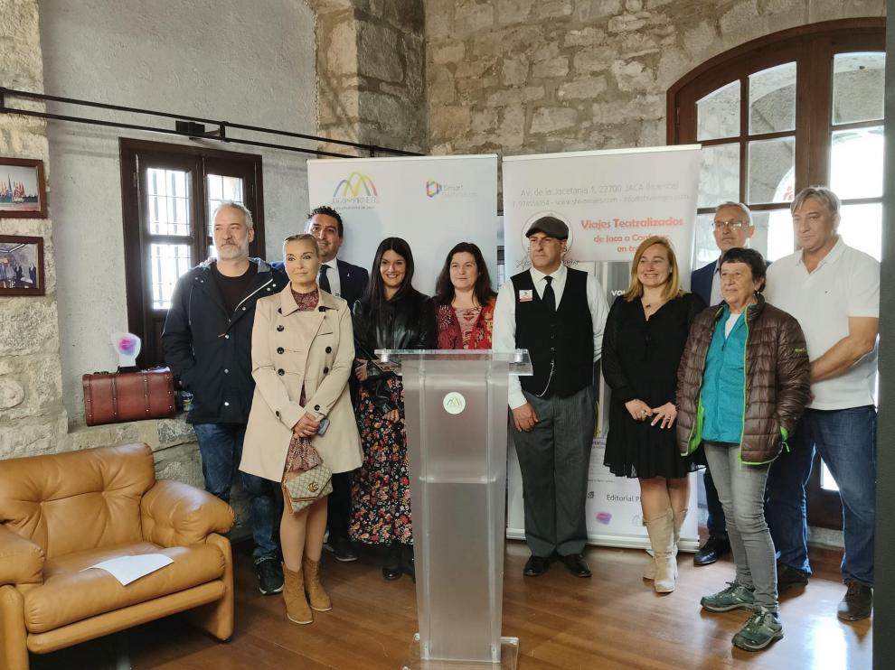 Presentación en Jaca de la II temporada de los viajes teatralizados en tren 'Volver a Canfranc', este sábado.
