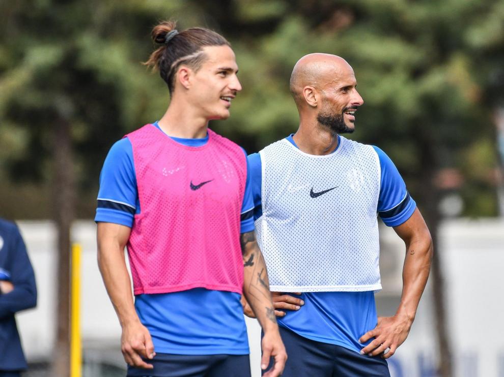 Seoane y Mikel Rico, en el entrenamiento del viernes.