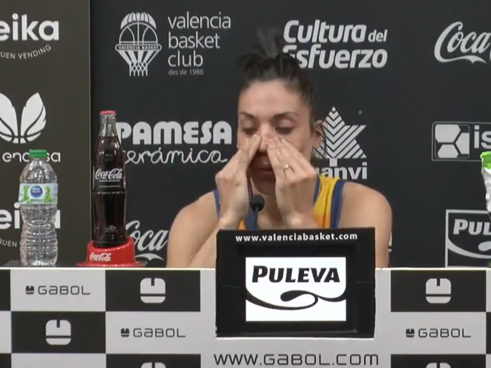 Cristina Ouviña, durante la rueda de prensa posterior a la derrota ante el Perfumerías.