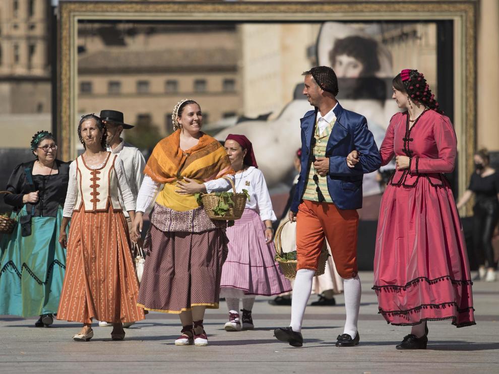 Una de las recreaciones goyescas en la plaza del Pilar el pasado mes de septiembre.