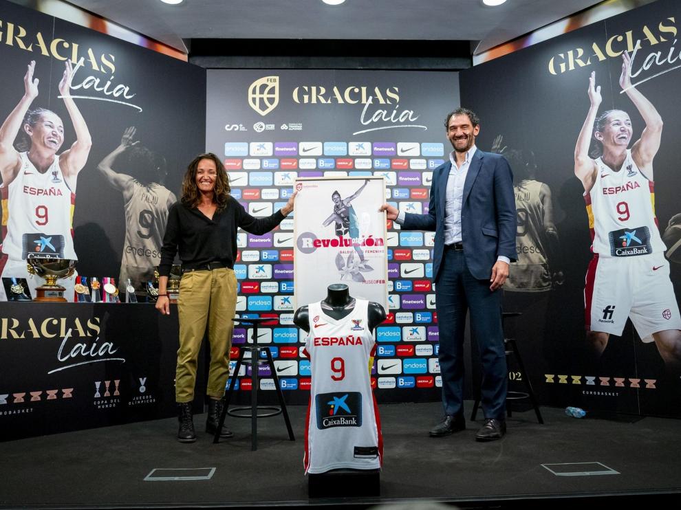 El presidente de la FEB, Jorge Garbajosa, en el anuncio de Laia Palau de su retirada internacional con la selección española de baloncesto.