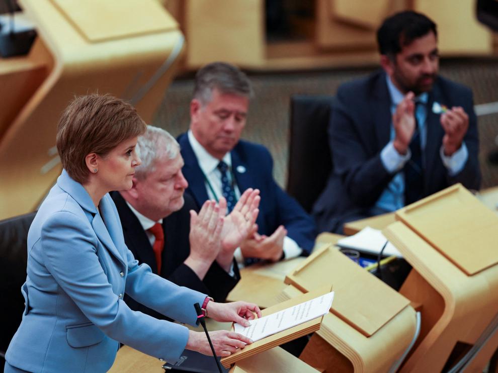 Nicola Sturgeon, este martes en el Parlamento escocés.