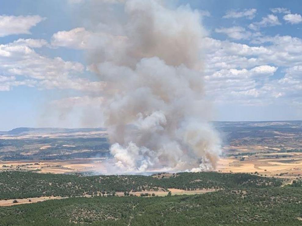 Imagen del incendio registrado en Calamocha.