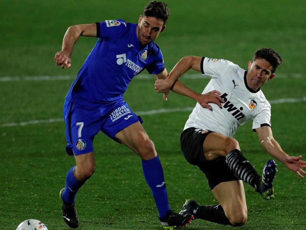 Mata, en un partido del Getafe contra el Valencia.