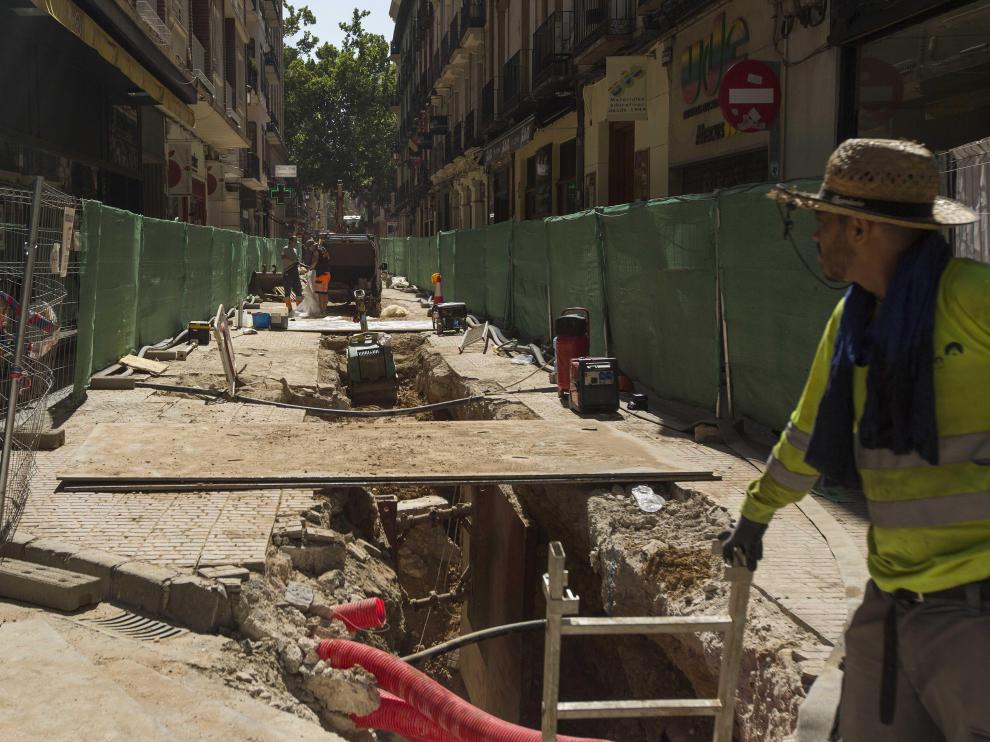 Así avanzan las obras en la calle San Miguel de Zaragoza