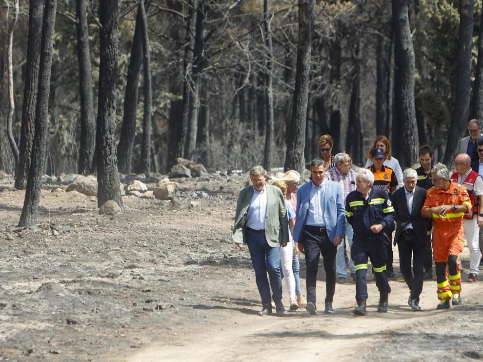 Sánchez ha visitado las zonas afectadas por el incendio de Bejís.