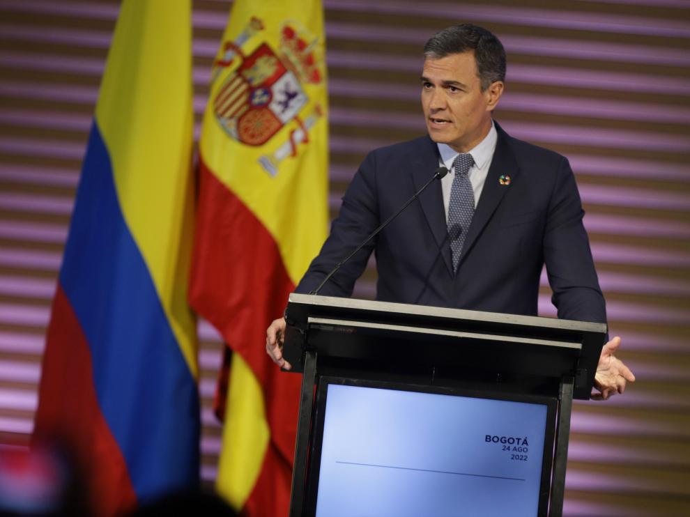 Pedro Sánchez este miércoles en Colombia.