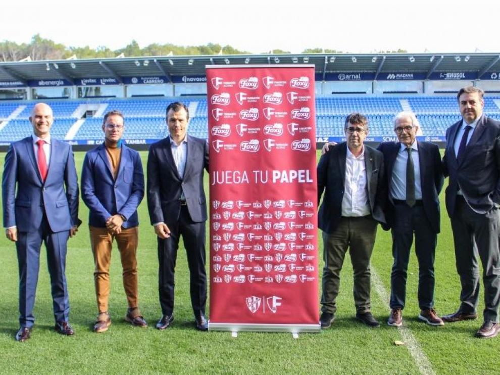 Miembros de la SD Huesca, la Fundación Alcoraz e ICT Ibérica.