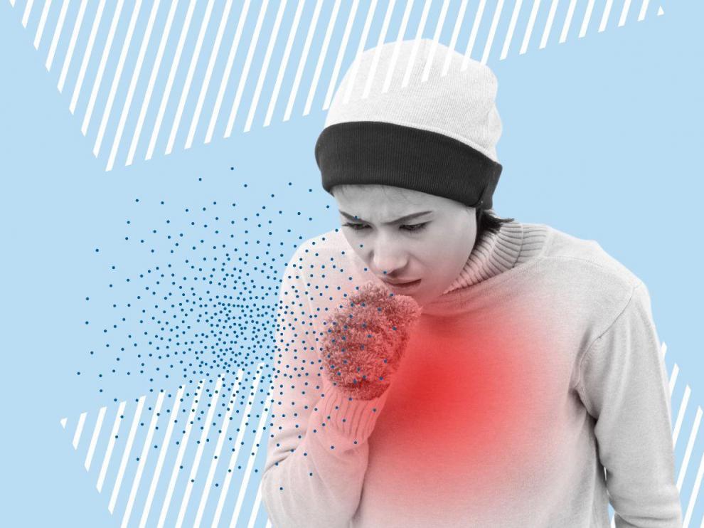 Mujer enferma con bronquitis.
