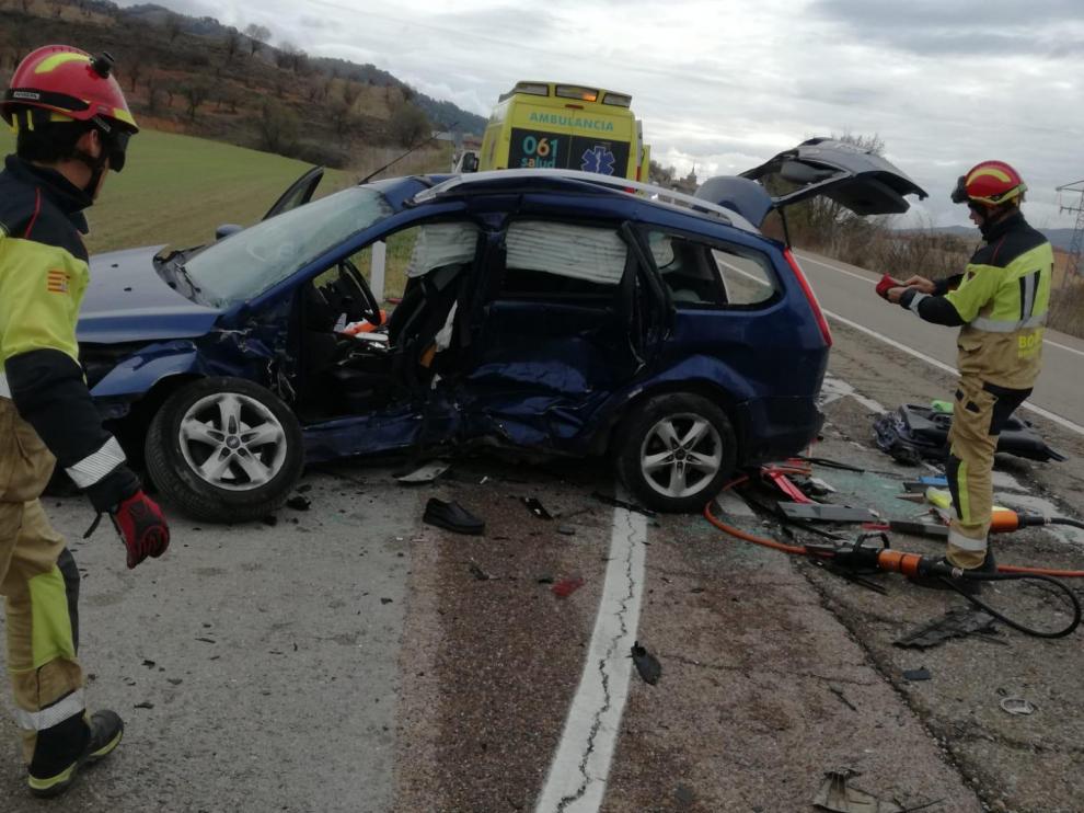 Accidente ocurrido este miércoles en Báguena.