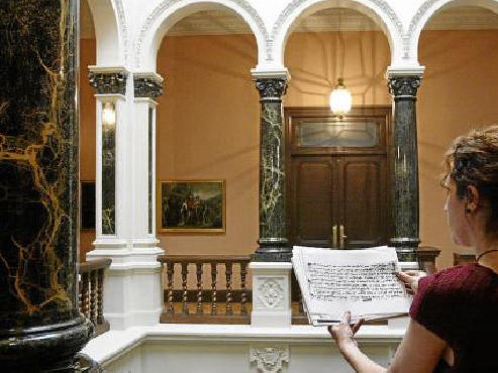 El patio del Palacio de Larrínaga, sede del Centro de Documentación de Ibercaja.