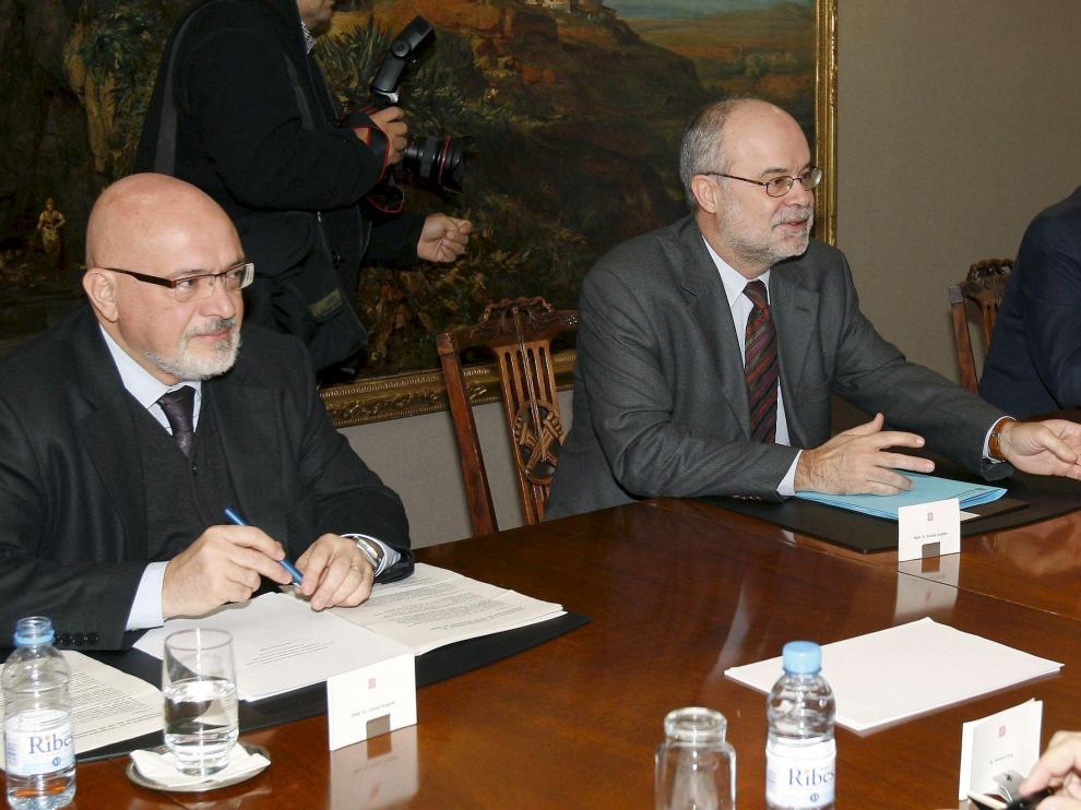 Los consellers de Economía, Antoni Castells, e Innovación, Josep Huguet