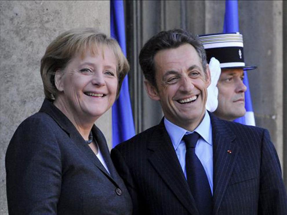 La canciller alemana junto al presidente francés.