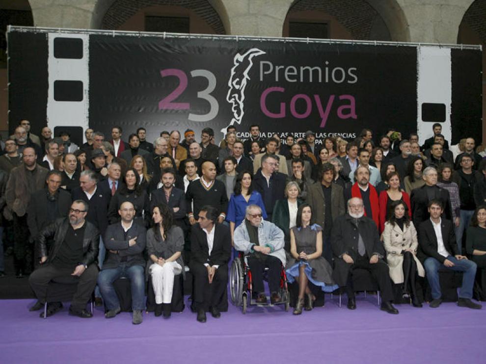 Foto de familia de los candidatos a los premios Goya.