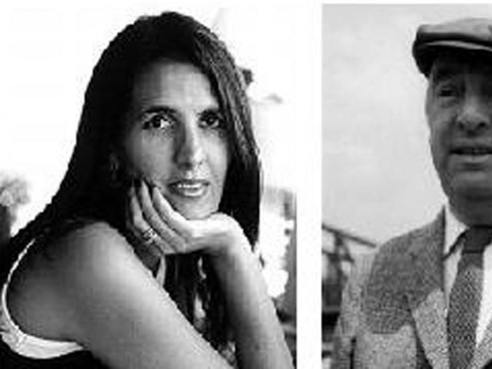 La escritora brasileña Martha Medeiros y el poeta chileno Pablo Neruda