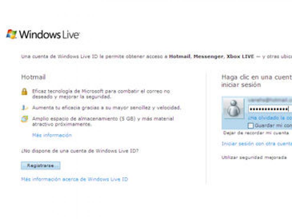 Acceso al correo electrónico de Hotmail (Microsoft)