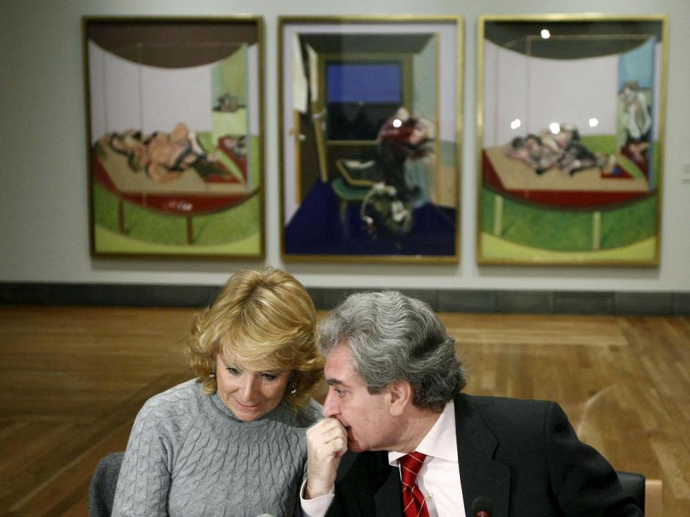 La presidenta de la Comunidad de Madrid, Esperanza Aguirre, y el ministro de Cultura, César Antonio Molina.