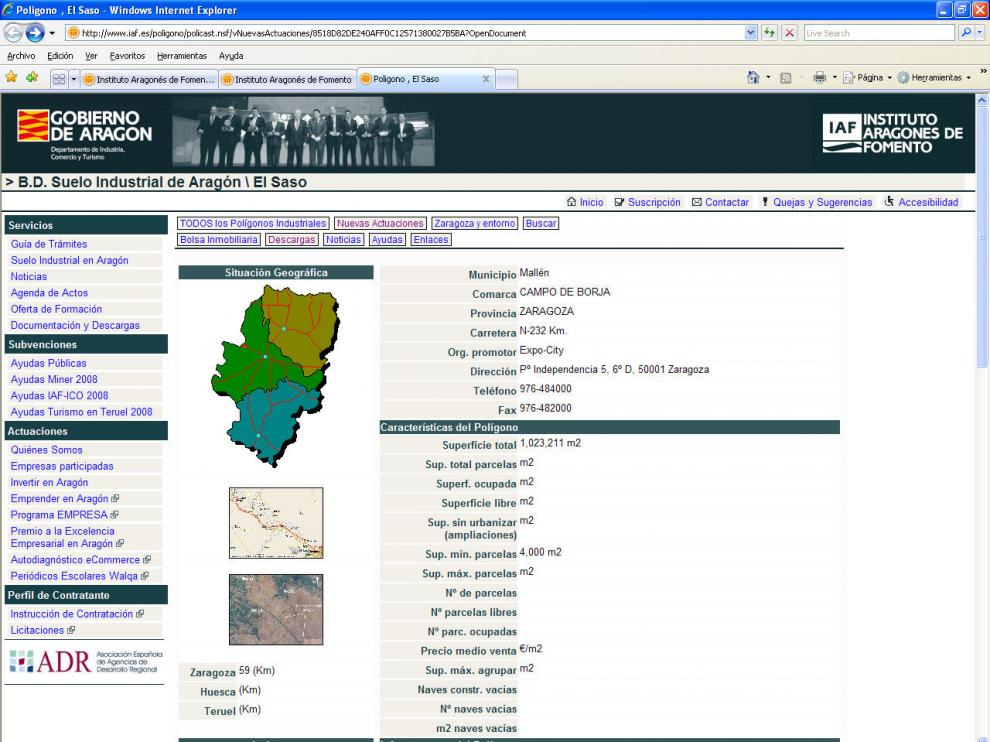 La web oficial del Instituto Aragonés de Fomento