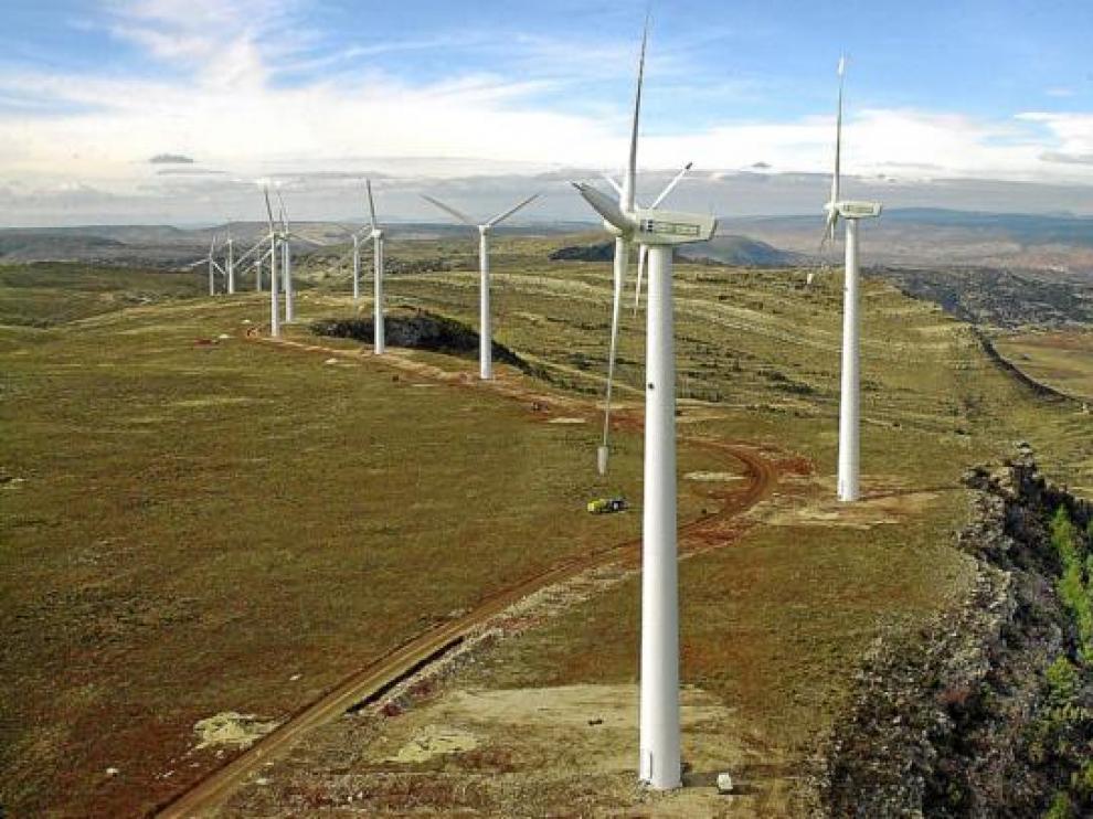 Aerogeneradores del parque eólico de Escucha (Teruel).