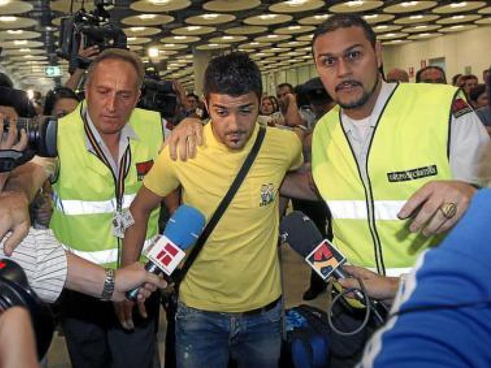 Villa, el pasado lunes en Barajas.
