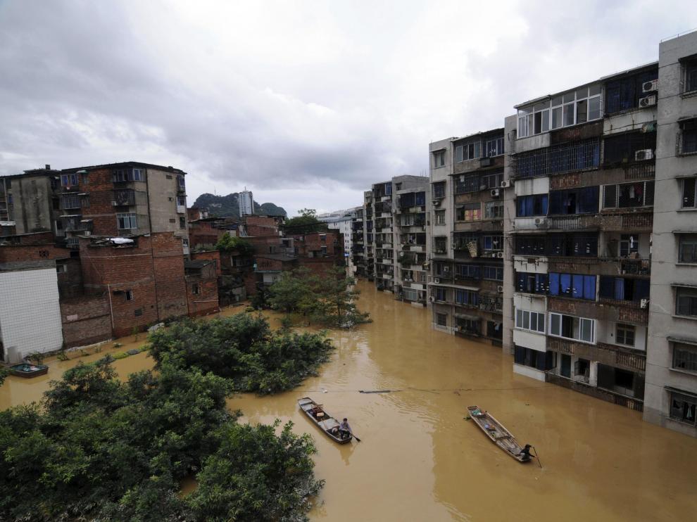 La zona inundada en Liuzhou, perteneciente a la región de Guangxi Zhuang, China.