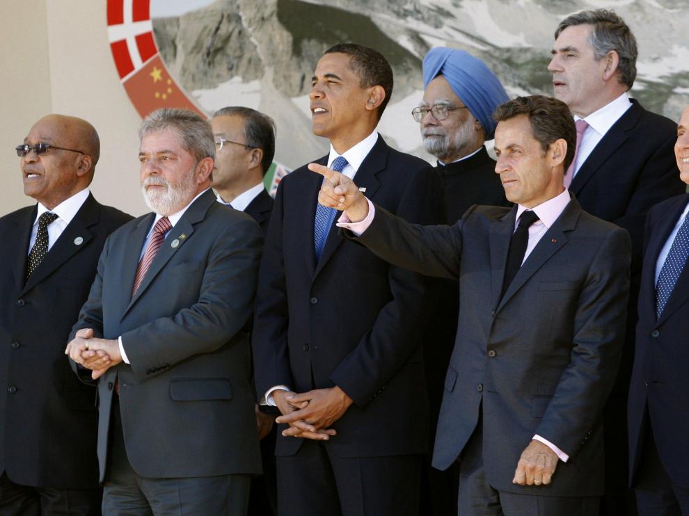 Los líderes del G-8 posan ante la prensa