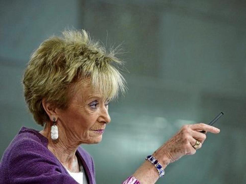 María Teresa Fernández de la Vega, en una rueda de prensa el pasado día 3.