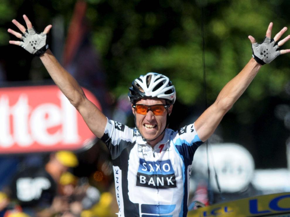El ciclista danés celebra su victoria