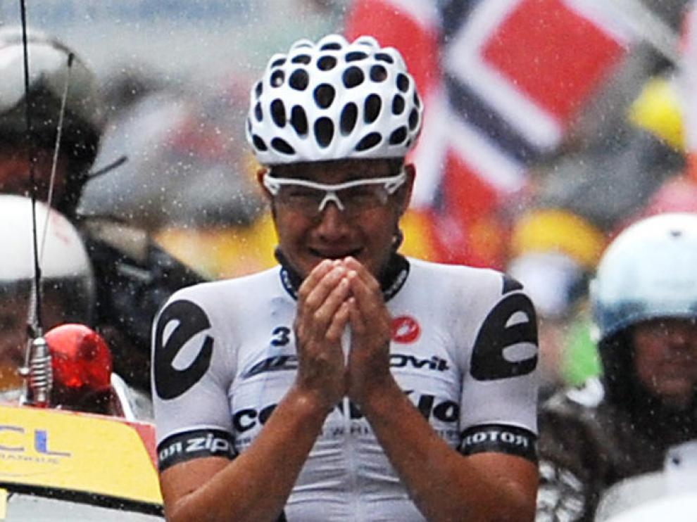 El ciclista alemán celebra su triunfo