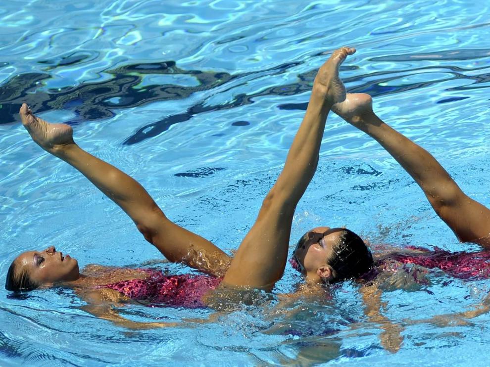 Una imagen de la ejecución del quipo de natación sincronizada de España.