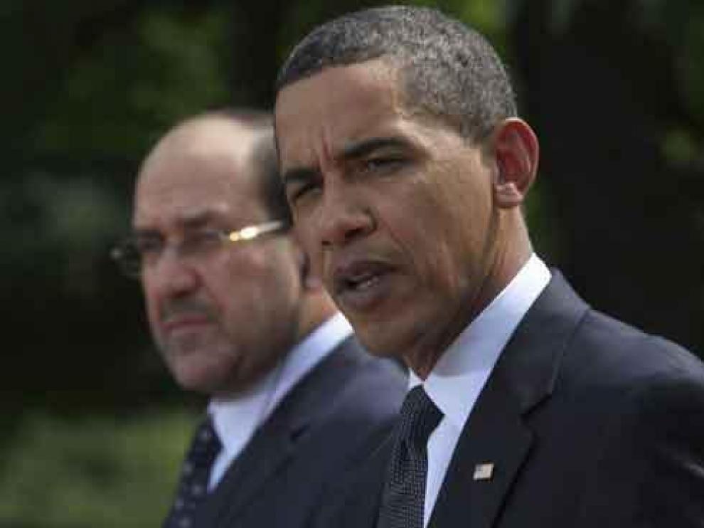 Obama junto al primer ministro iraquí, Nuri al Maliki