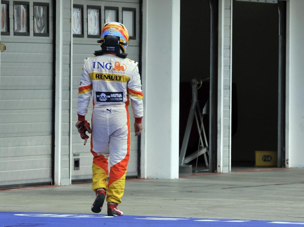 Fernando Alonso, tras su abandono en el Gran Premio de Hungría