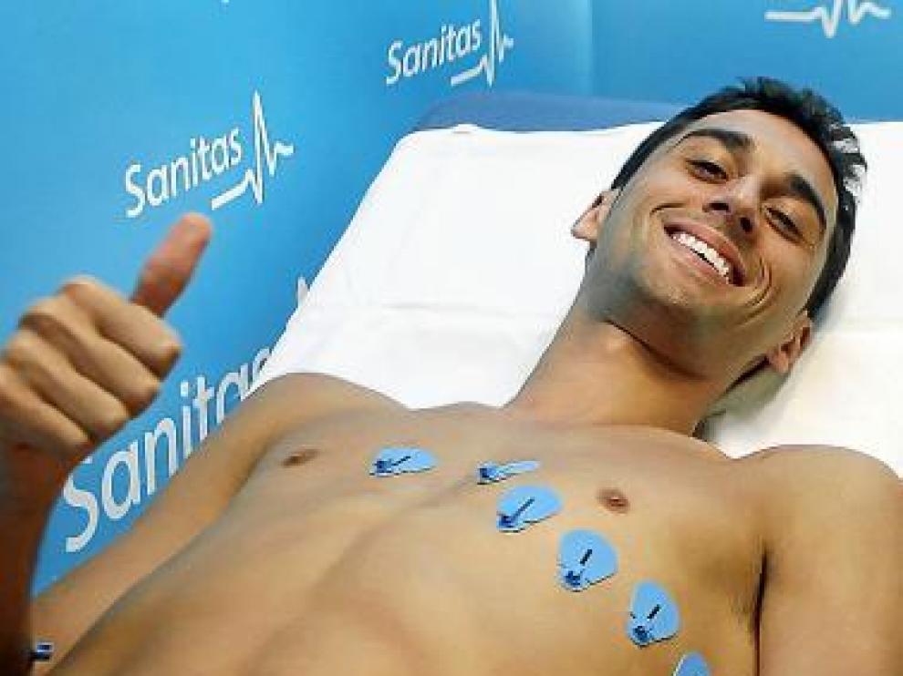 Arbeloa, ayer en Madrid, durante el reconocimiento médico.