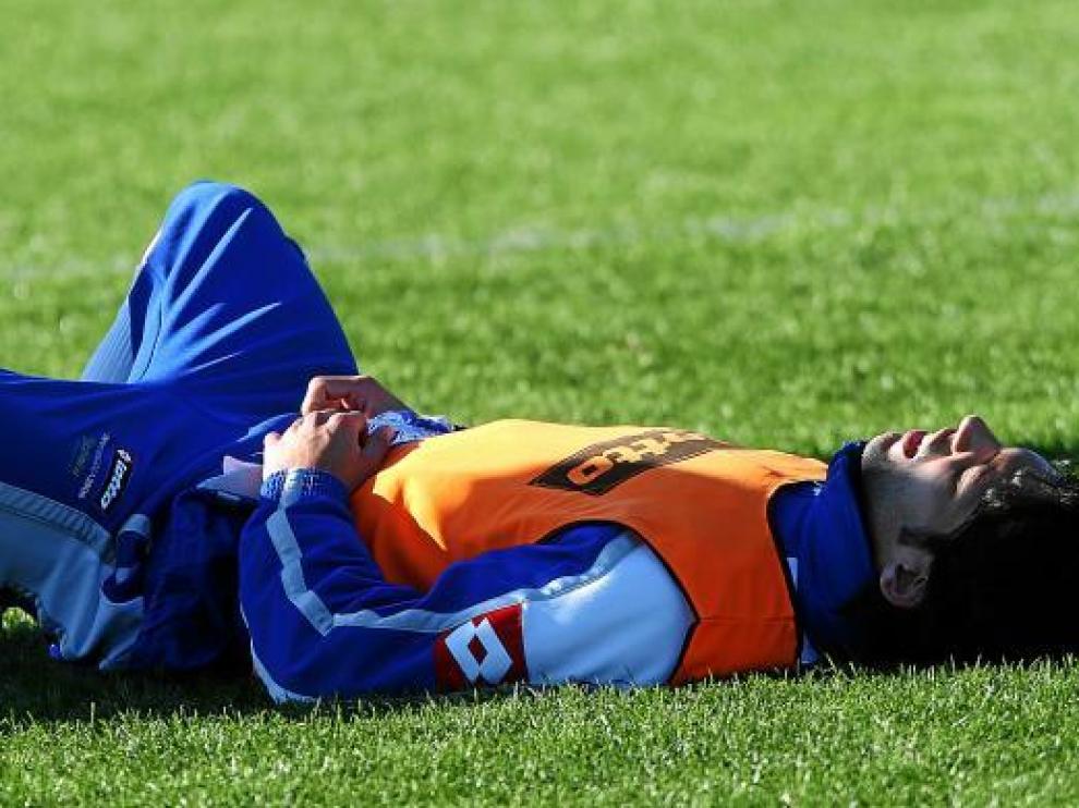 Lafita, en una sesión de entrenamiento en su anterior etapa zaragocista.
