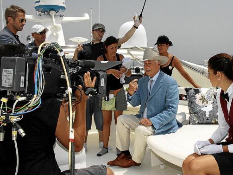 Larry Hagman, en su comparecencia, ayer, ante los medios de comunicación.