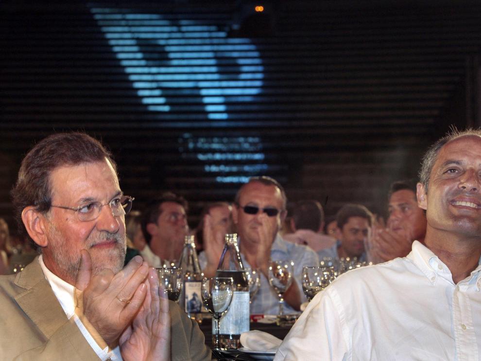 Rajoy y Camps durante la cena de inicio de curso político