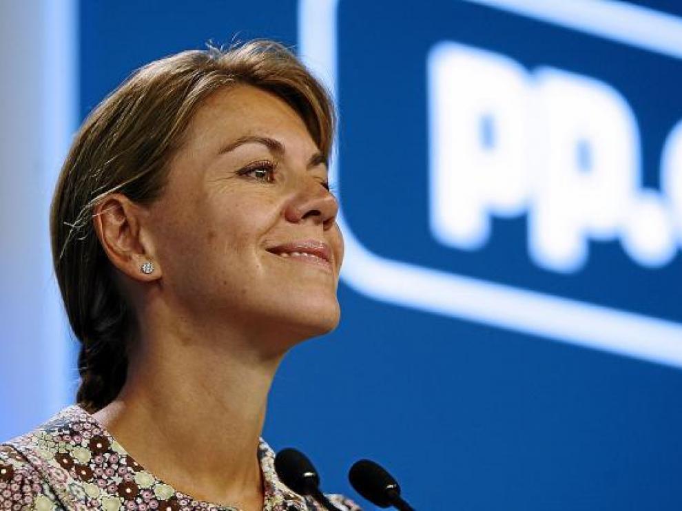 María Dolores de Cospedal, número dos del PP, en la rueda de prensa de ayer.