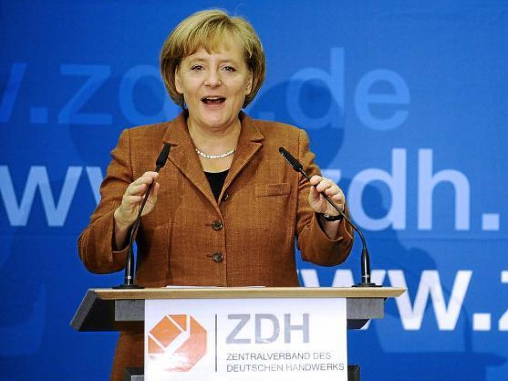 Angela Merkel, en un acto público ayer en Berlín.