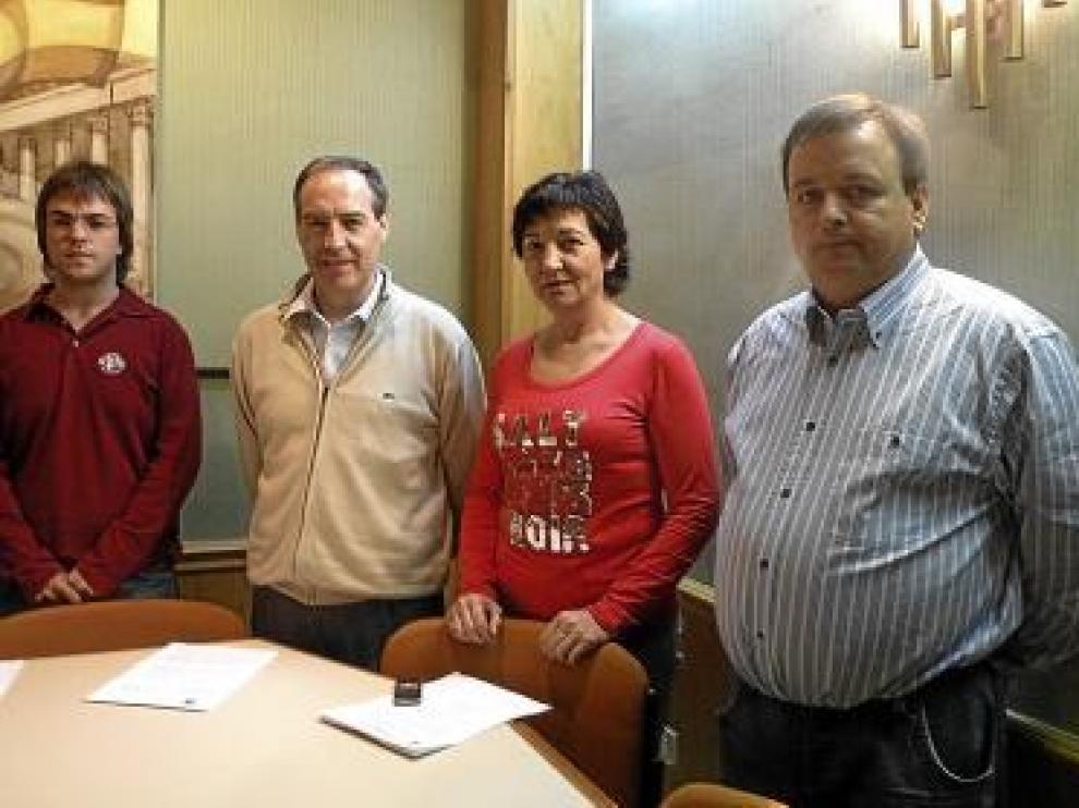 Sancho, Burriel, Carod y Bellés, ayer en Alcorisa.